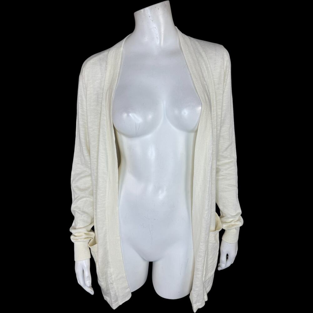 Denim & Co. Beach Regular Open‎ Front Tunic Cardigan Natural Small NWOT